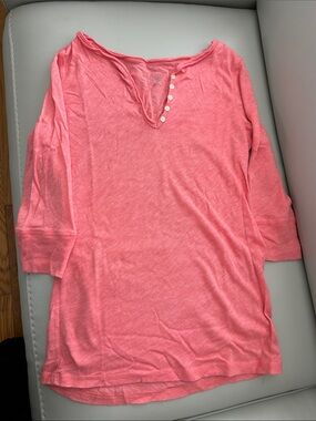 GAP Coral Pink Henley Tunic Top